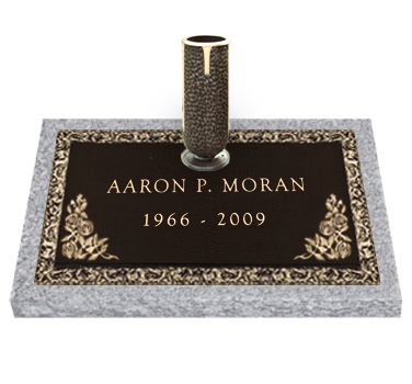 Bronze Headstone 24x12 Individual with Vase