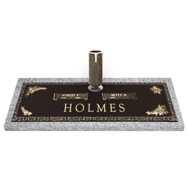 Bronze Headstone 36x13 Companion with Vase