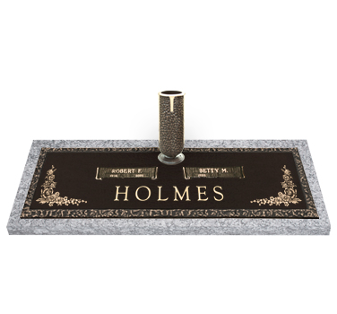 Bronze Headstone 44x14 Companion with Vase